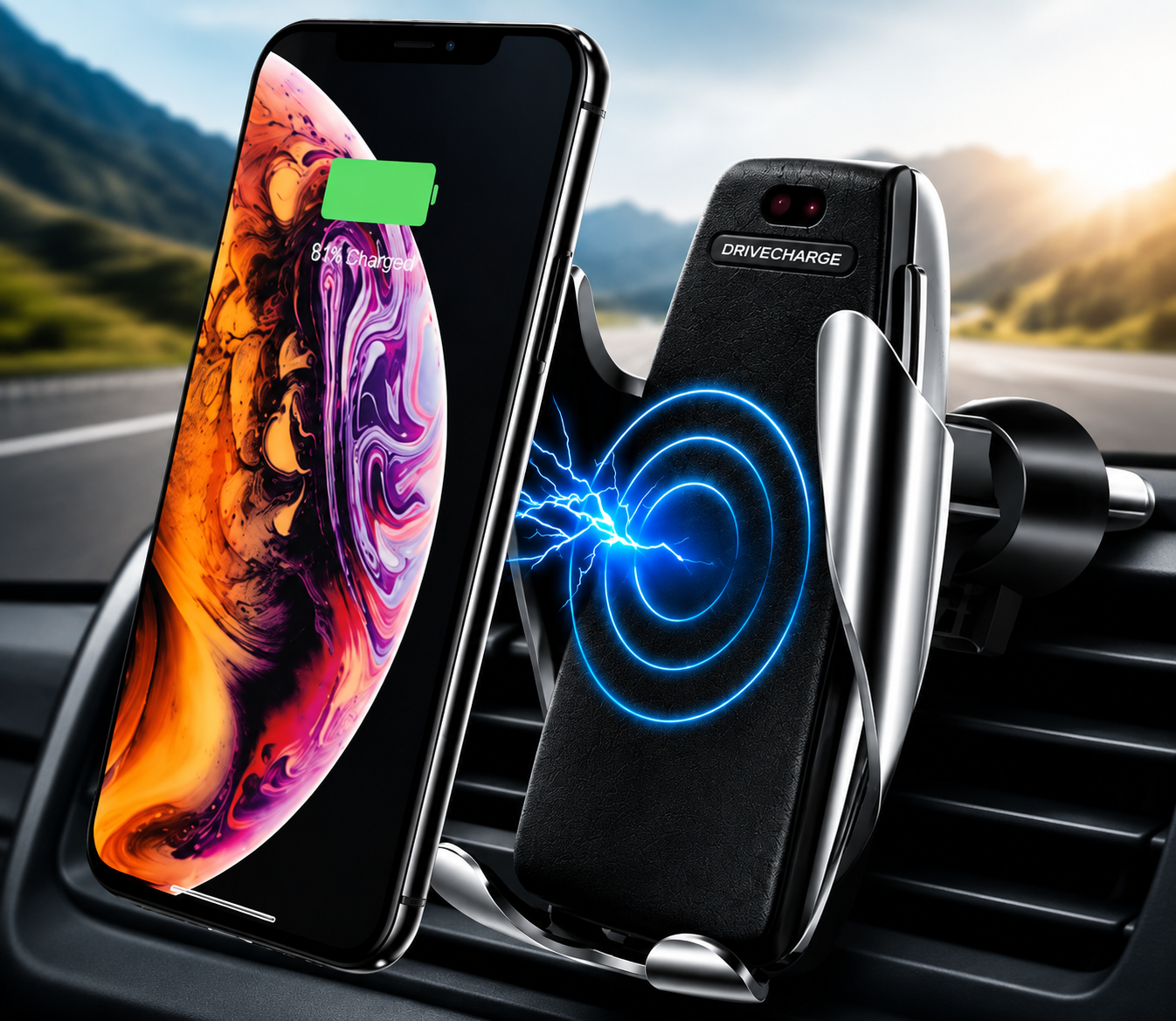 Suport auto pentru telefon cu încărcare wireless